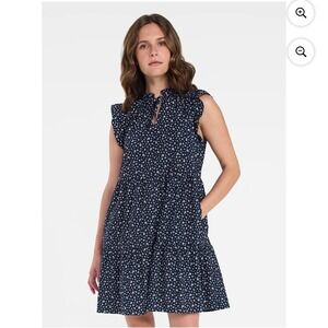 Time and Tru Flutter Sleeve Cotton Mini Dress – Navy Floral Women's Medium NWT